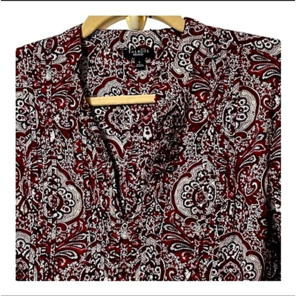 Talbots Pull Over Pintuck Paisley Print with Sequins Blouse XL - Picture 2 of 11